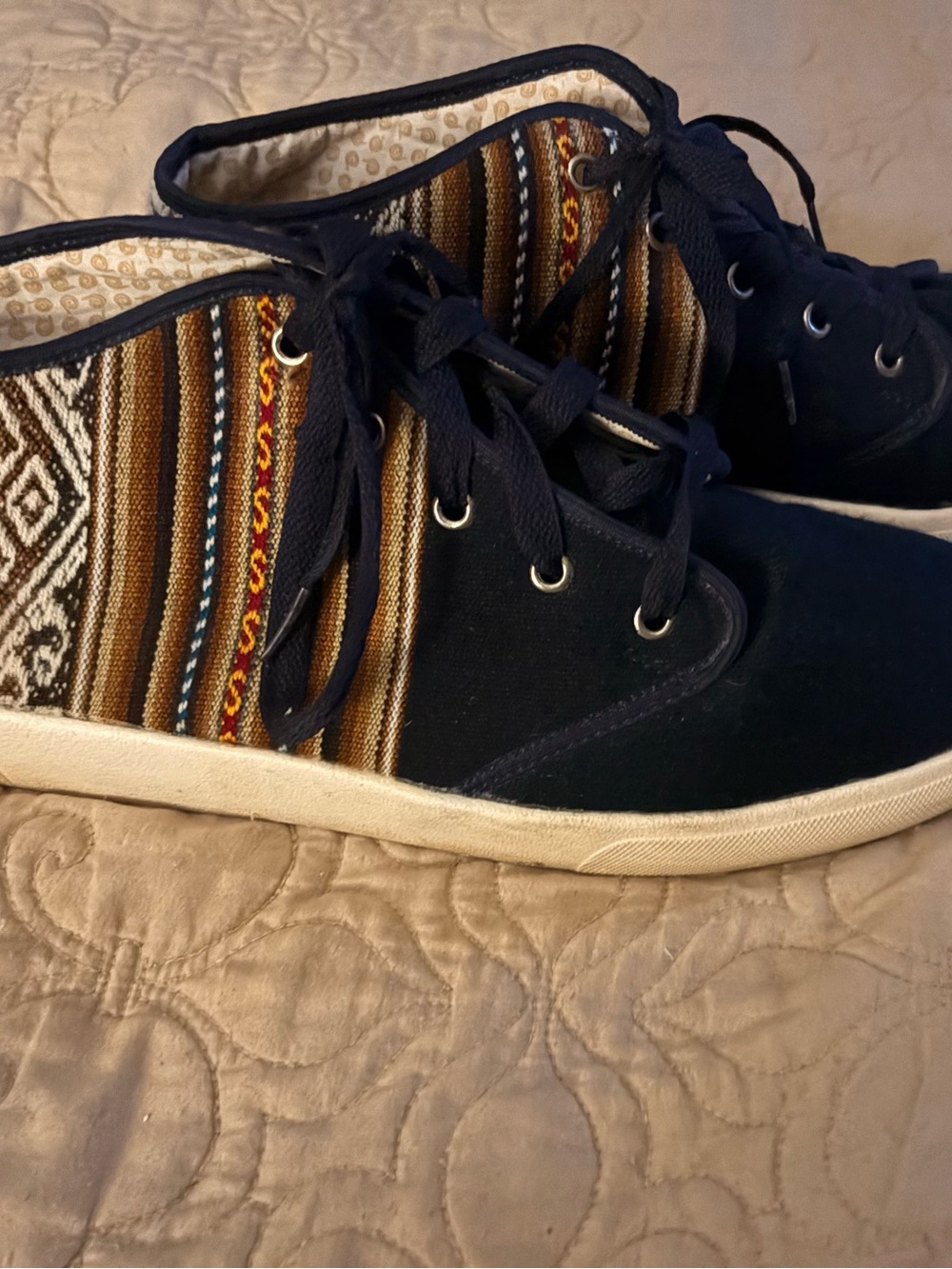 Pacha Mama Peruvian Artisan Woven Textile Mid-Top Sneakers Blue/Multi